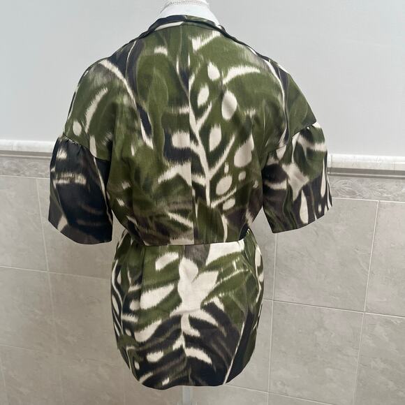 Giambattista Valli Green print short sleeve jacket blouse with button 44/M Italy - Picture 5 of 16